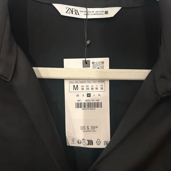 Zara Black Cropped Shirt - Picture 3 of 5